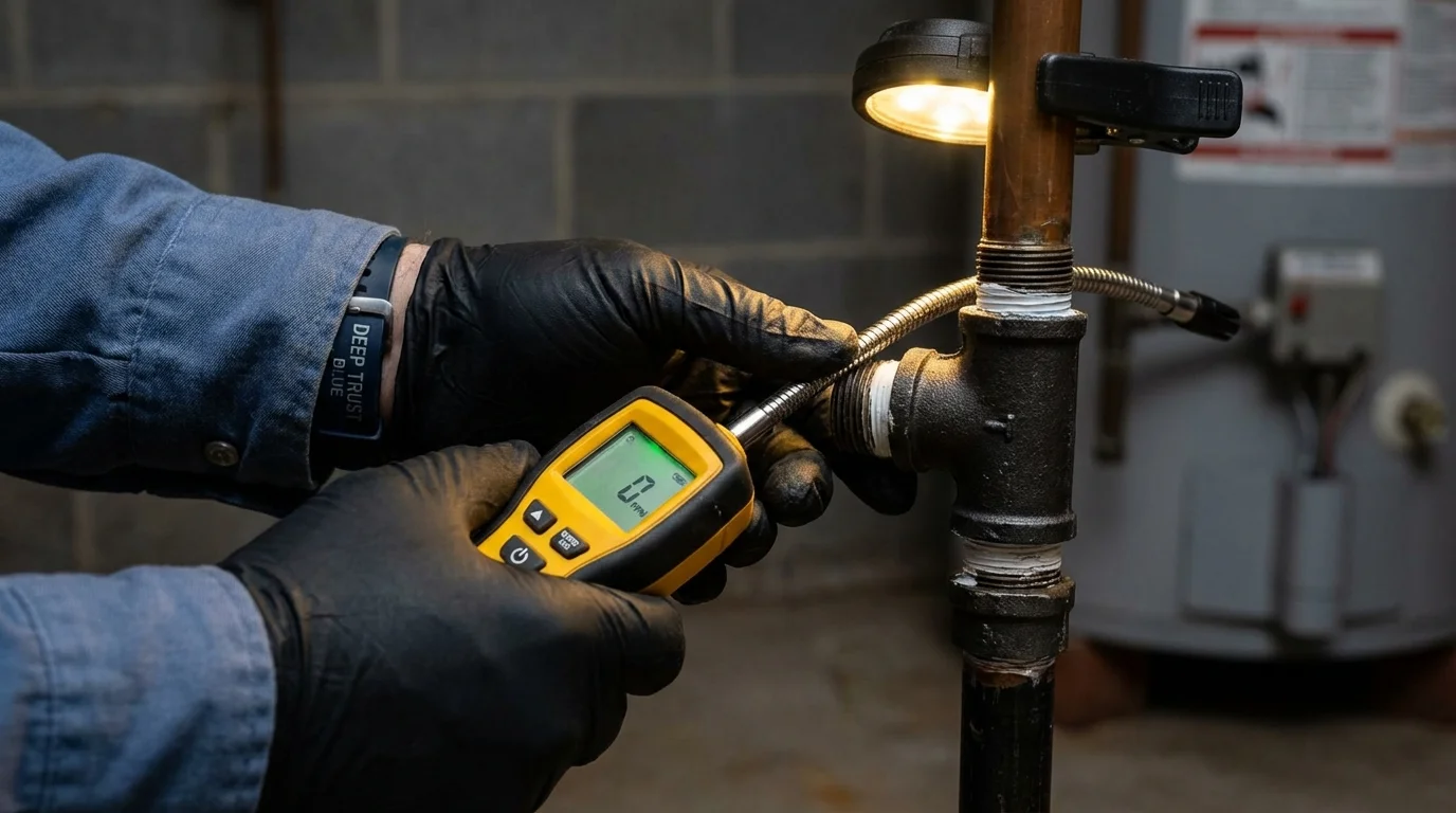 Gas leak detection with electronic sniffer by Johns Plumbing LLC in Chenoa