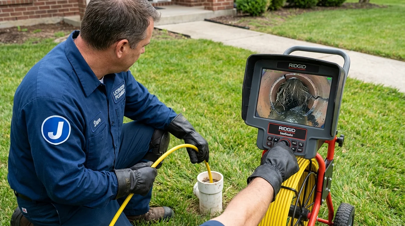 Sewer camera inspection being performed by Johns Plumbing LLC in Chenoa